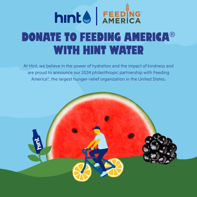 Donate to Feeding America with hint water.
