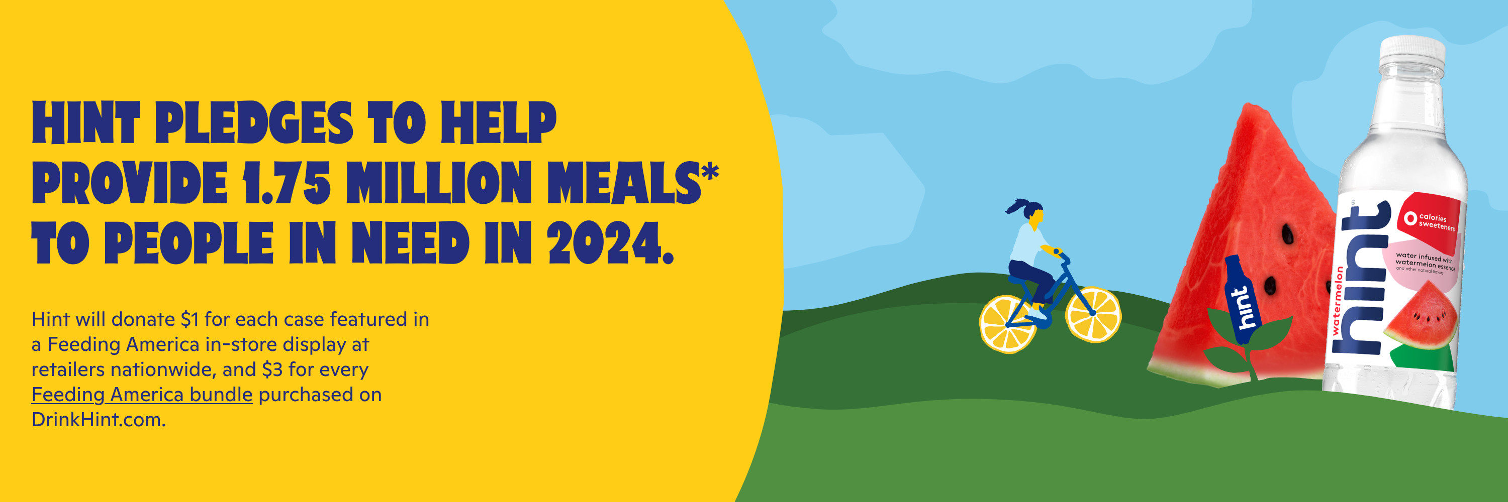 Hint pledges to help provide 1.75million meals to people in need in 2024.
