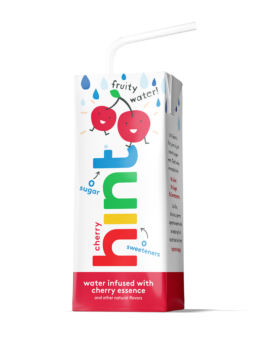 A box of hint kids water on a white background. The flavor is cherry.