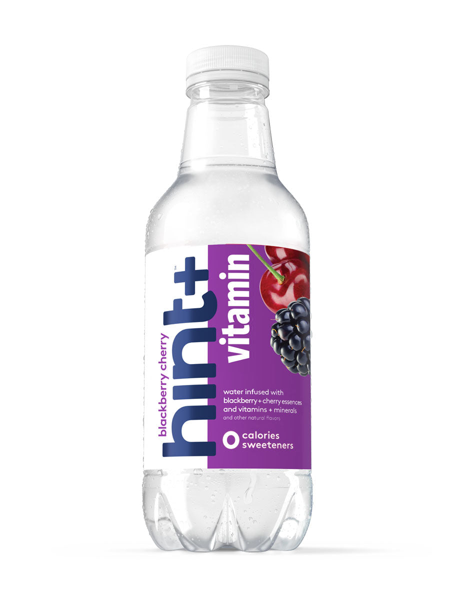A bottle of Grape hint+ vitamin on a white background.