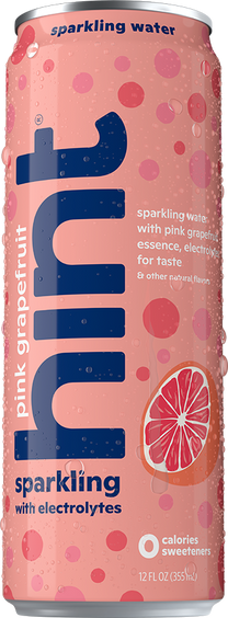 12 oz Hint sparkling water can in pink grapefruit flavor with electrolytes and zero calories