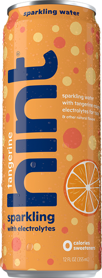 Tangerine flavored sparkling water can with electrolytes and no calories or sweeteners, 12 fl oz.