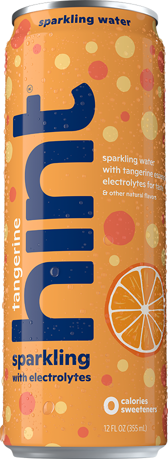 Tangerine flavored sparkling water can with electrolytes and no calories or sweeteners, 12 fl oz.